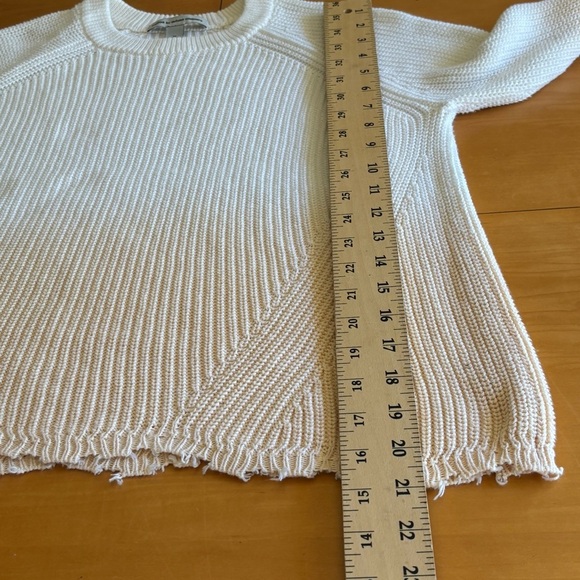 Cotton by Autumn Cashmere M cotton ivory cream orange crew neck sweater - Picture 4 of 8